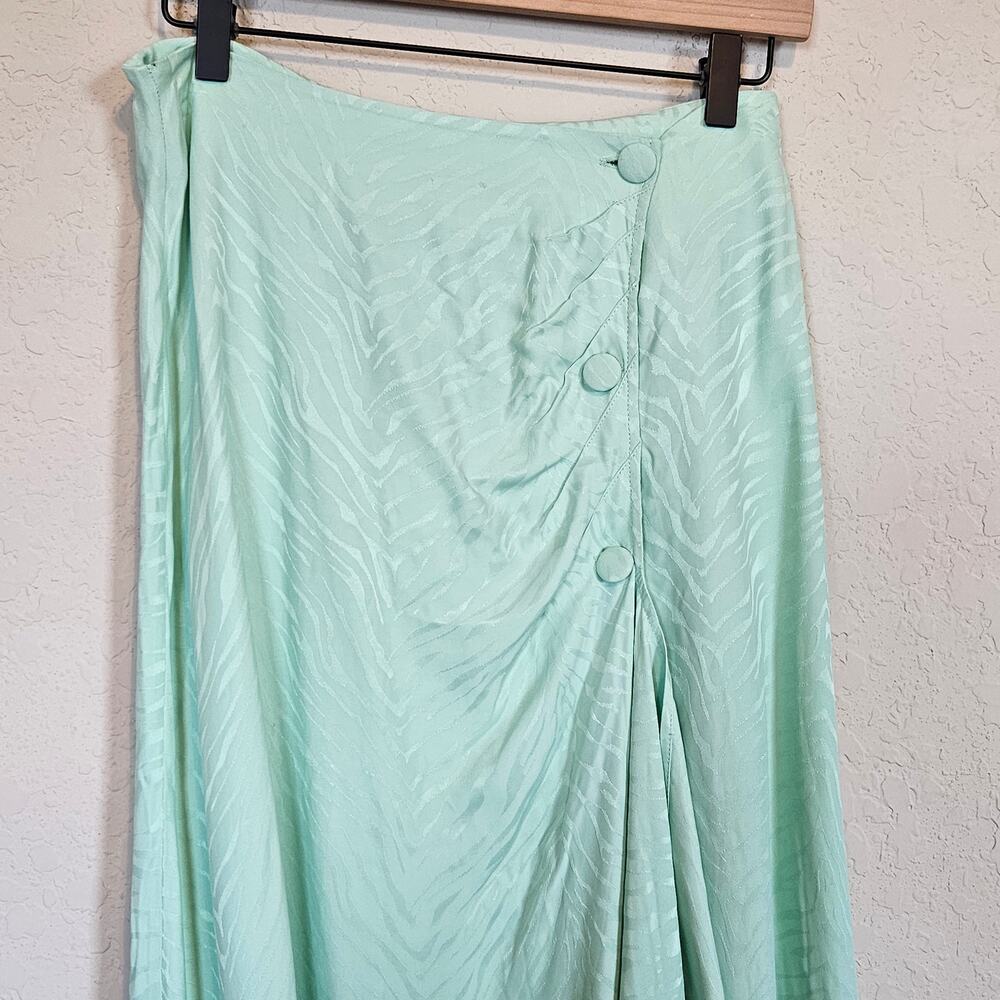 Ted Baker LULWRTH Green Button Front Waterfall Midi Skirt w/Split Ted 2 US 6 - Picture 4 of 12